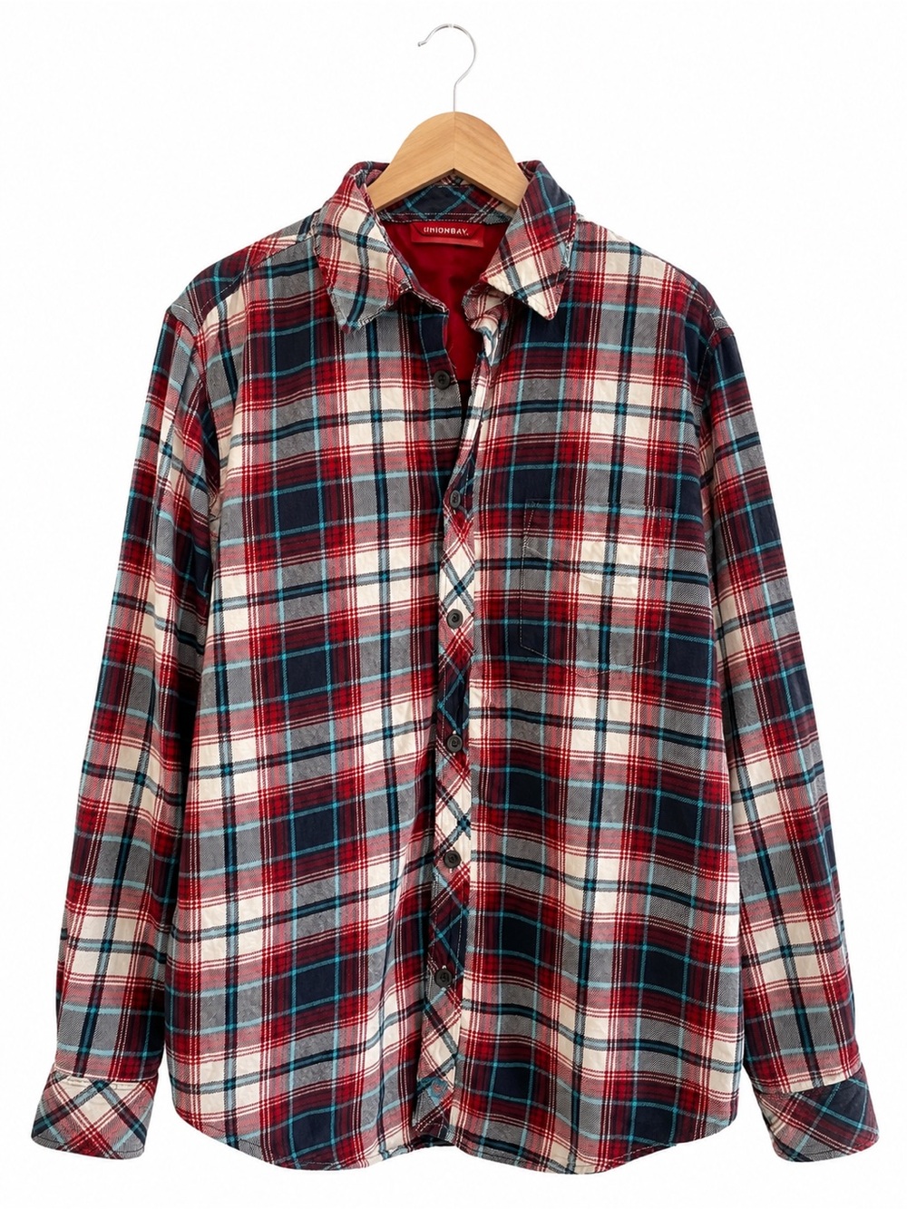 Vintage Unionbay Men’s Plaid Flannel Button Down Shirt Small 100% Cotton 90s